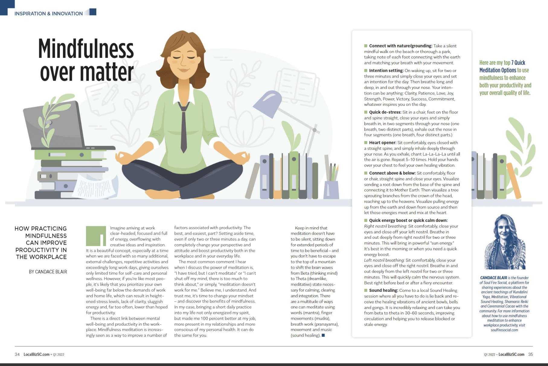 Mindfulness Over Matter – An Interview of Candace Blair, Voyage Savannah Magazine